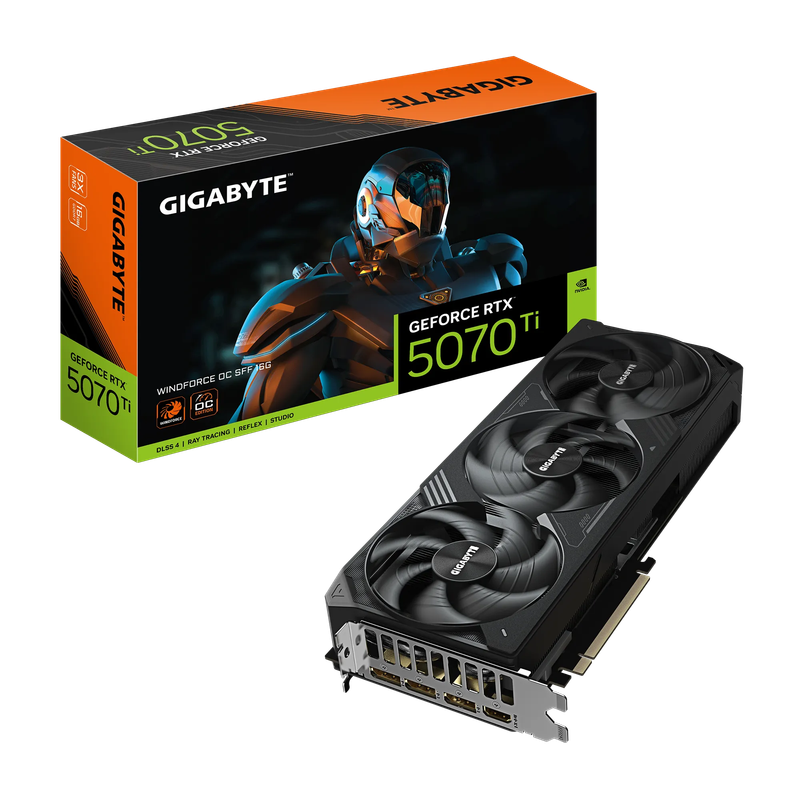 GIGABYTE nVidia GeForce RTX 5070Ti WINDFORCE OC SFF - 16GB GDDR7 HDMIx1/DPx3