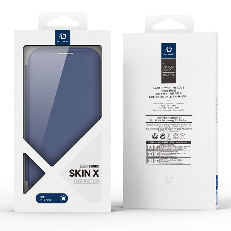 DUX DUCIS Skin X Pro Series Magnetic Horizontal Flip Leather TPU + PU Case for iPhone 16 Plus Blue