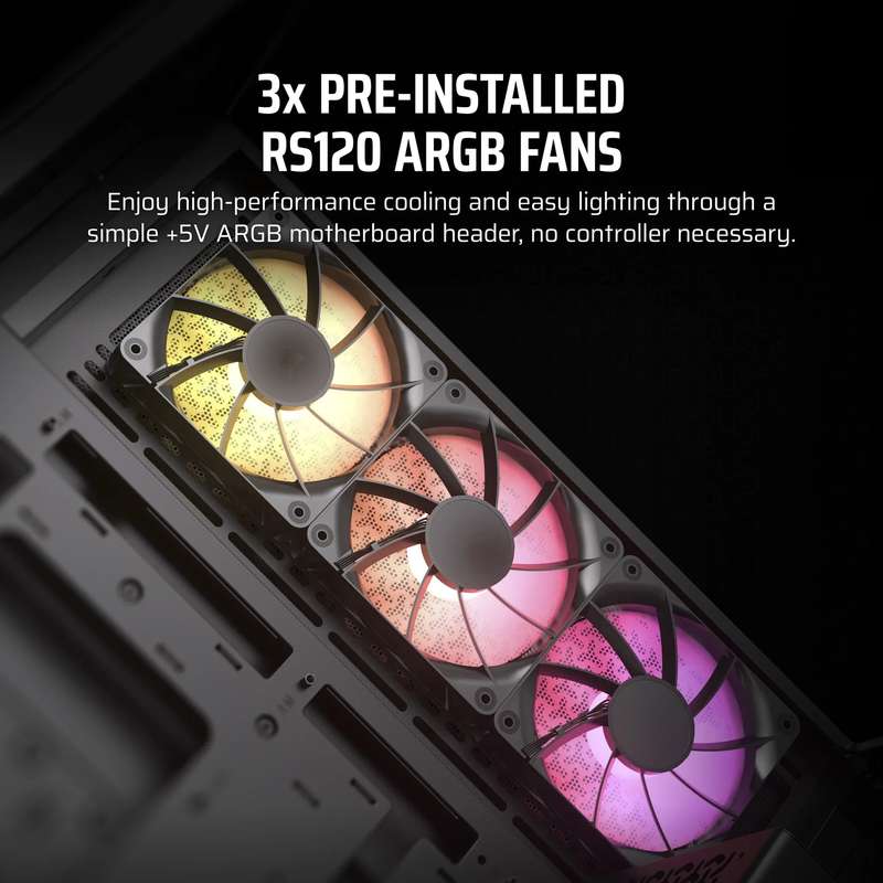 3500X RGB Mid-Tower Black PC Case; 2x 3.5'' |  2x 2.5'' Drive Bays; Up to 360mm Radiator compatib...
