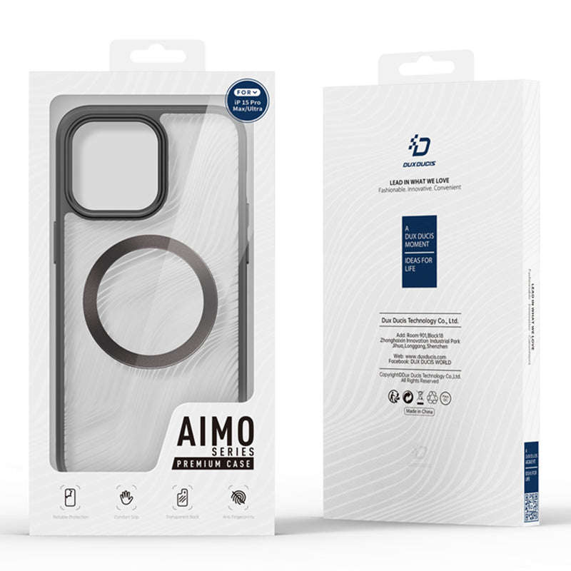 DUX DUCIS Aimo Mag Series Magnetic Matte Anti-drop TPU + PC Case for iPhone 15 Pro Max Black