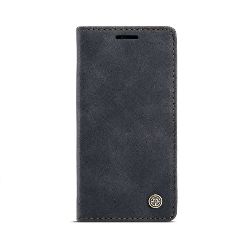 CaseMe-013 TPU Business Style Vintage Matte Horizontal Flap Leather Case for iPhone 12 Mini Black