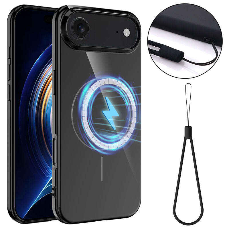 Slim Non-slip Shockproof Magnetic TPU Case with Lanyard for iPhone 17 Air Black