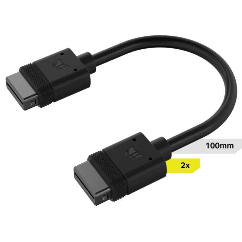 CorsairiCUE LINK Cable; 2x 100mm with Straight connectors; Black
