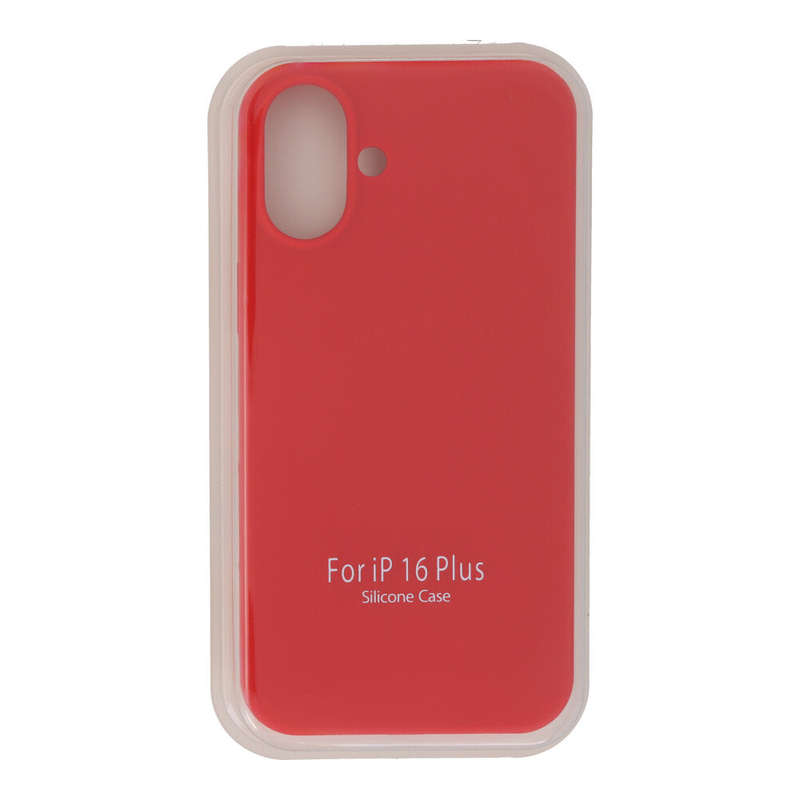 Full Pure Color Liquid Silicone Case Without Logo for iPhone 16 Plus Red