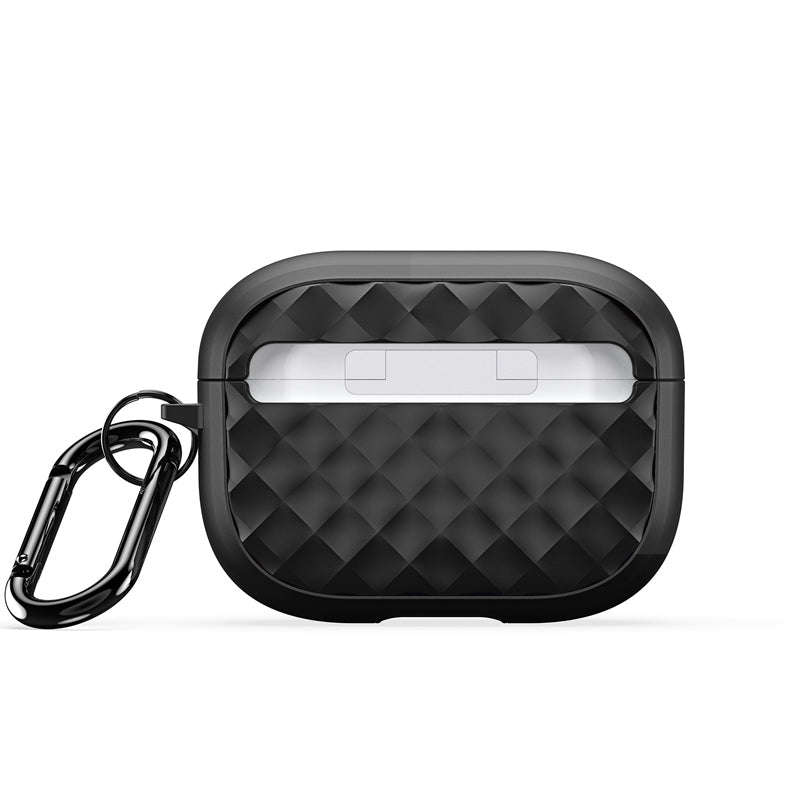DUX DUCIS PECC Series Rhombus Pattern TPU+PC Case with Hook for AirPods Pro 2nd Black+Black