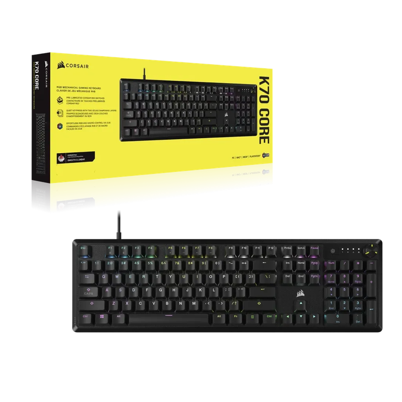 Corsair K70 CORE RGB Mechanical Gaming Keyboard - CORSAIR Red Linear Switches