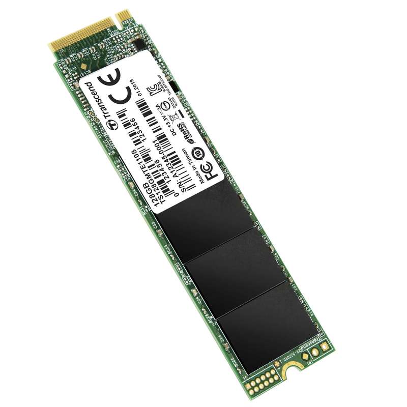 TRANSCEND 128GB  MTE110S PCI-E GEN 3x4 M.2 2280 SSD 3D TLC - 1500 MB/s Read 550 MB/s Write - 50 TBW