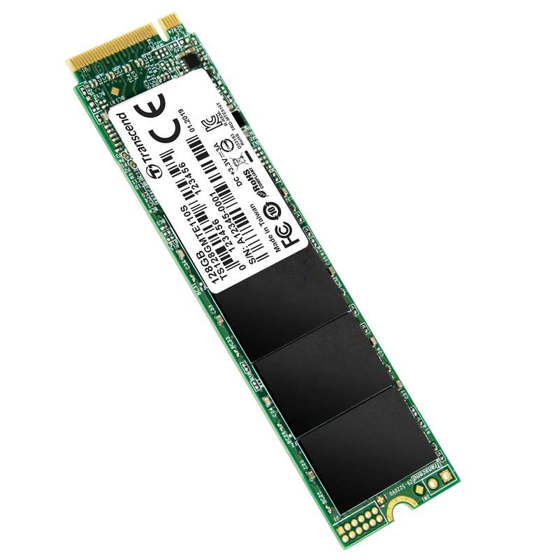 TRANSCEND 128GB  MTE110S PCI-E GEN 3x4 M.2 2280 SSD 3D TLC - 1500 MB/s Read 550 MB/s Write - 50 TBW