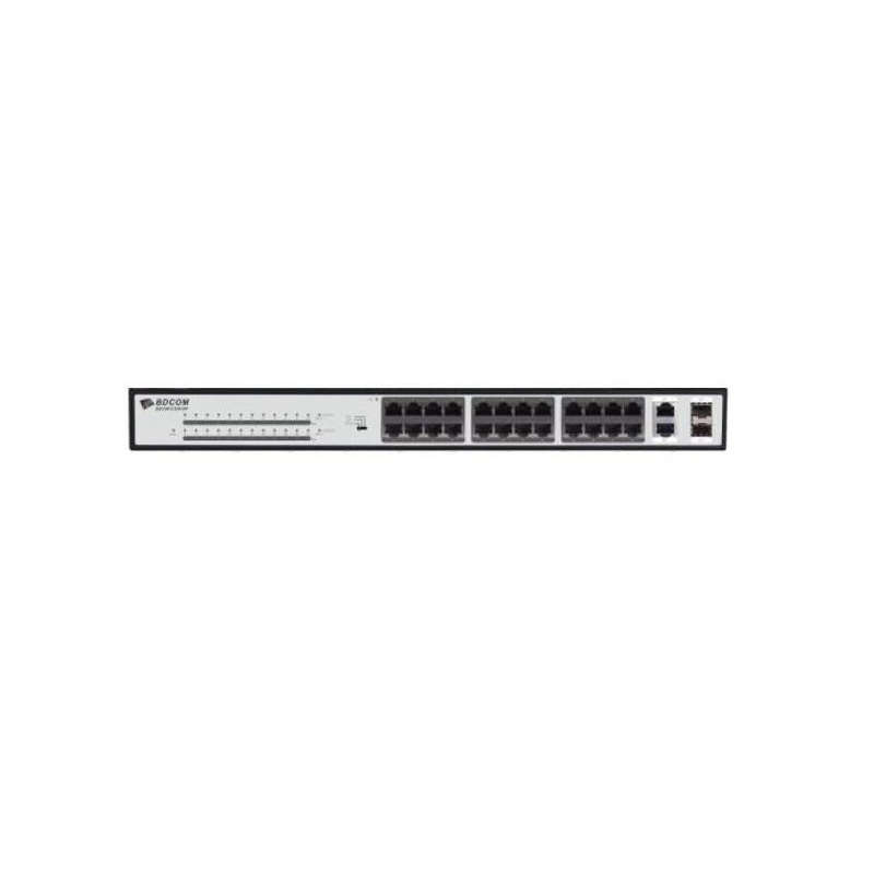 BDCOM 24-Port 10/100 370W POE switch, 24 POE ports, 2 x 1000Mbps Combo ports