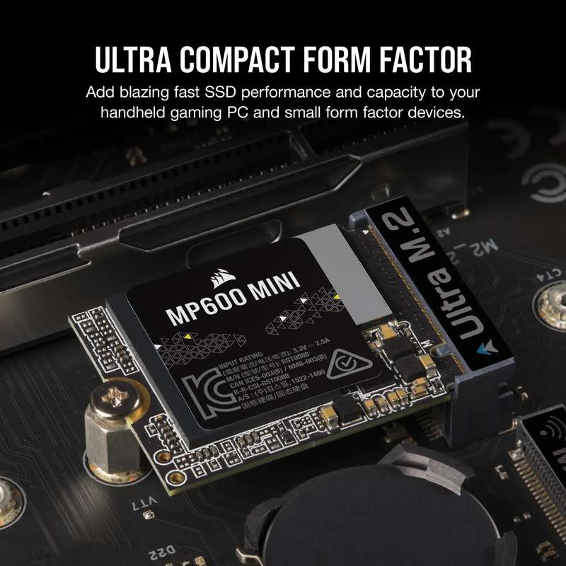 Corsair MP600 MINI 1TB M.2 NVMe PCIe Gen. 4 x4 SSD; Read Up To 4800MB/s; Write up to 4800MB/s