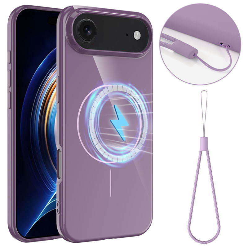 Slim Non-slip Shockproof Magnetic TPU Case with Lanyard for iPhone 17 Air Purple