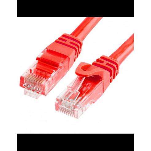 Acconet CAT6 UTP Flylead, 5 Meter, Straight, Stranded Cable, Moulded Boots and Plugs, RED