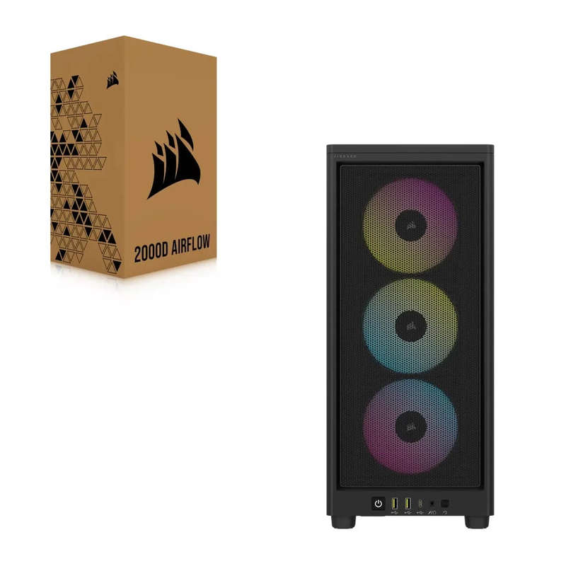 iCUE 2000D RGB AIRFLOW Black Mini-ITX PC Case; 3x 2.5'' Drive Bays; Up to 360mm Radiator compatib...