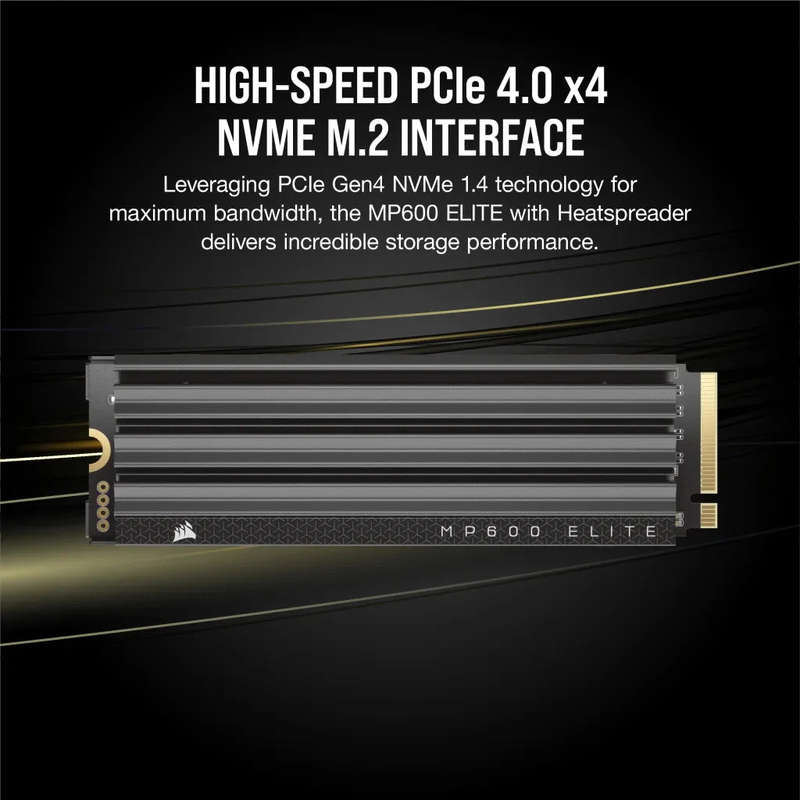 Corsair MP600 ELITE 1TB Gen4 PCIe x4 NVMe M.2 SSD with heatsink; Read Up To 7000MB/s; Write up to...
