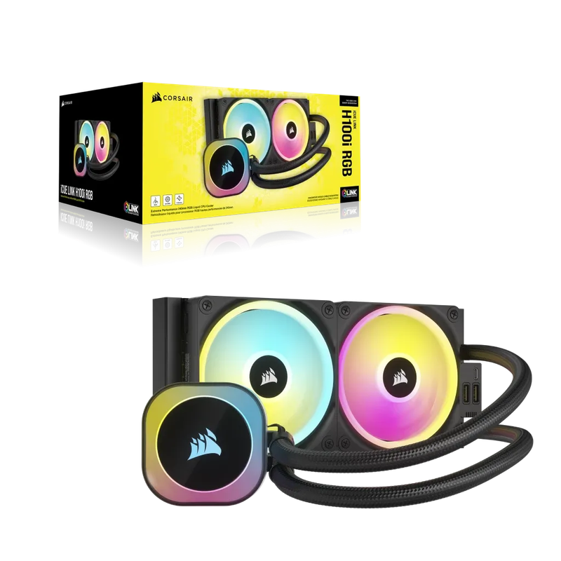 Corsair iCUE LINK H100i RGB Liquid CPU Cooler - QX120 RGB Fans - 240mm Radiator - Fits Intel® LG...