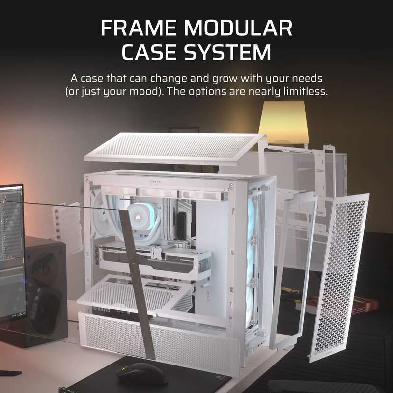 FRAME 4000D RS ARGB White Mid-Tower PC Case; 2x 3.5'' |  2x 2.5'' Drive Bays; Up to 360mm Radiato...