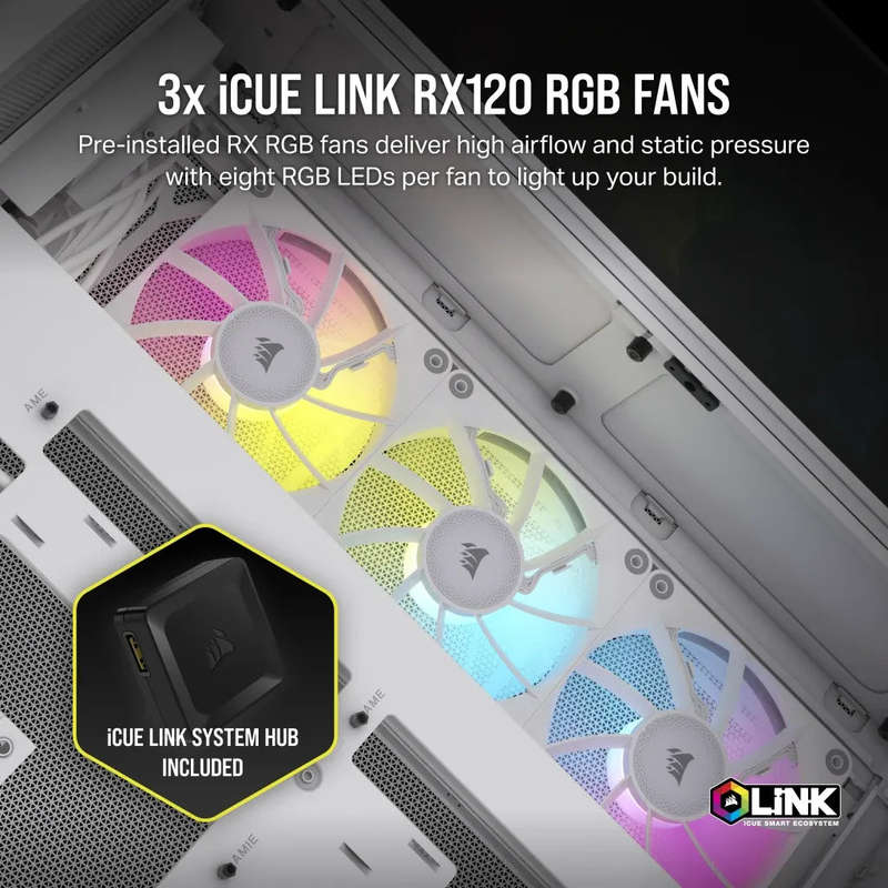 6500X RGB Mid-Tower White Dual Chamber PC Case; 2x 3.5'' |  2x 2.5'' Drive Bays; 360mm Radiator c...
