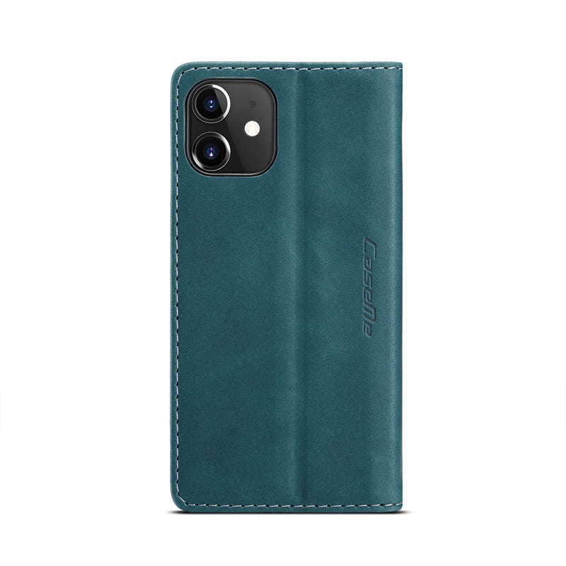 CaseMe-013 TPU Business Style Vintage Matte Horizontal Flap Leather Case for iPhone 12 Mini Blue