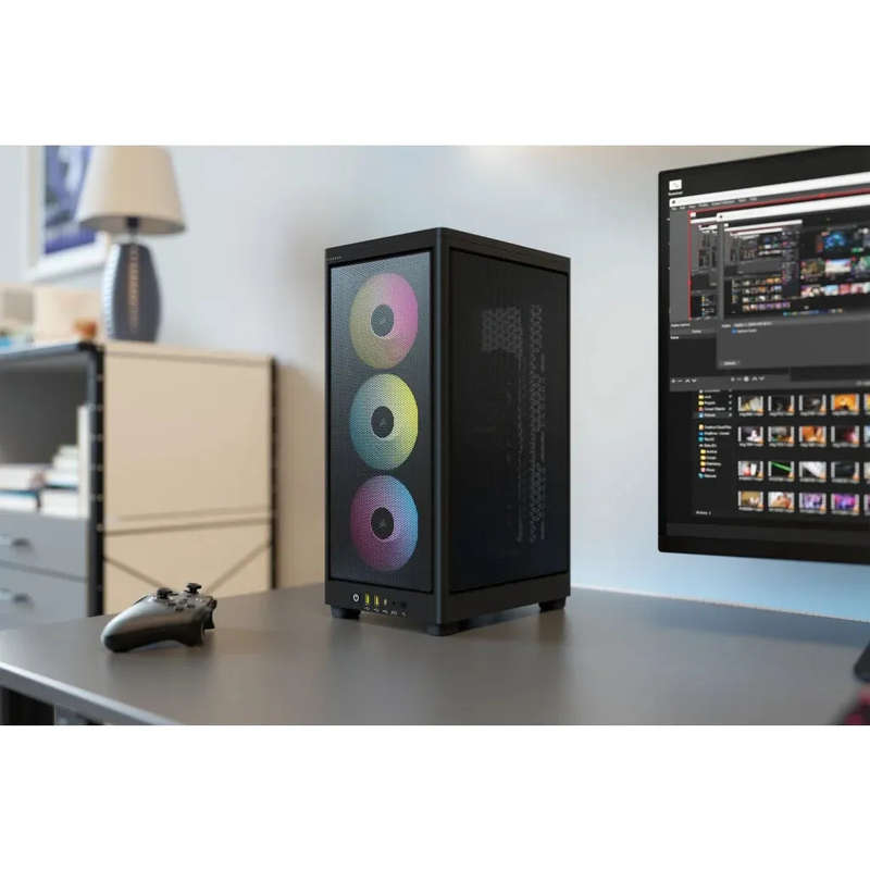 iCUE 2000D RGB AIRFLOW Black Mini-ITX PC Case; 3x 2.5'' Drive Bays; Up to 360mm Radiator compatib...