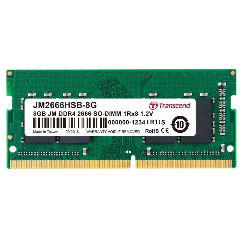 TRANSCEND JET MEMORY 8GB DDR4 2666MHZ SO-DIMM 1RX8 1GX8 CL19 1.2V