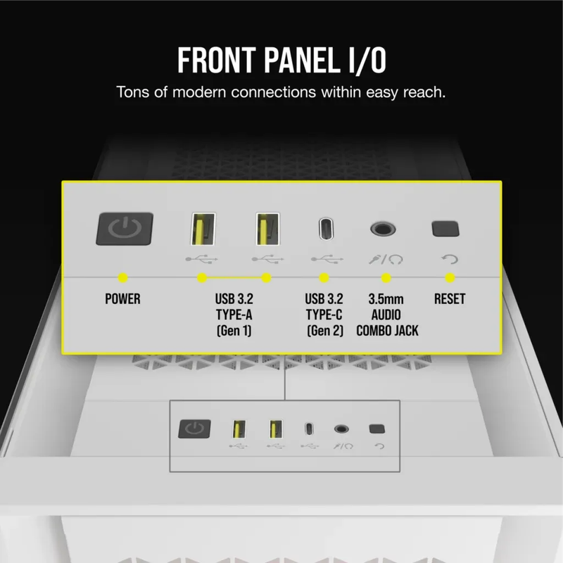 5000D RGB Airflow White Tempered Glass Mid Tower; 2x 3.5'' |  4x 2.5'' Drive Bays; Up to 360mm Ra...