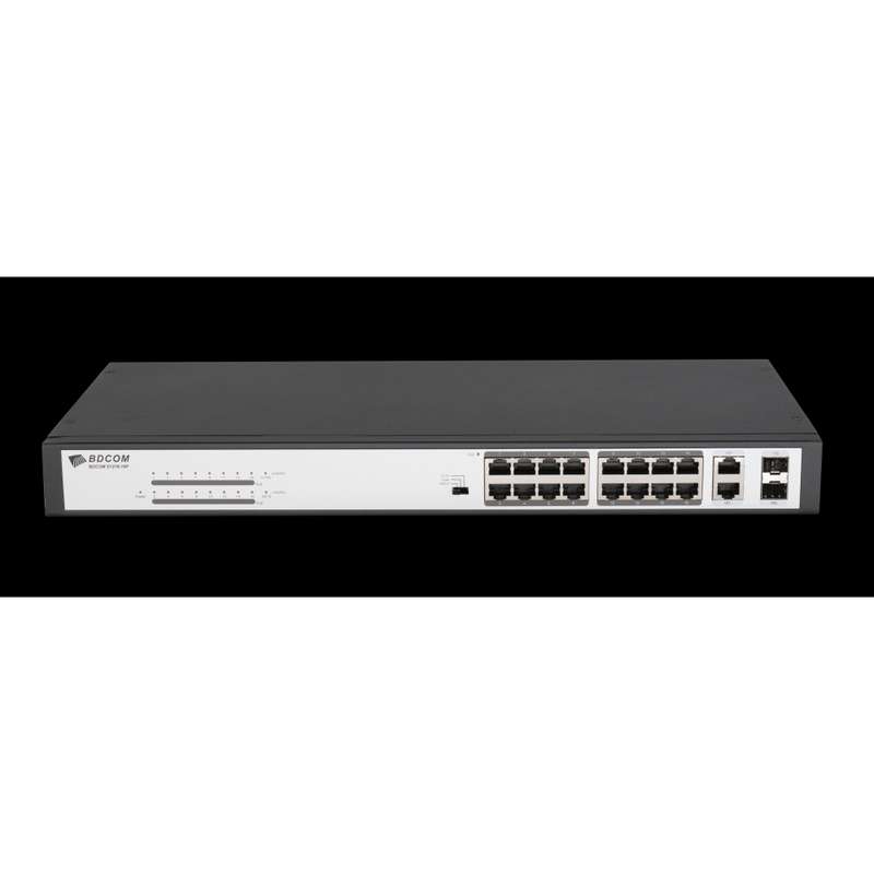 BDCOM 16-Port 10/100 POE switch, 16 POE ports, 2 x 1000Mbps Combo ports