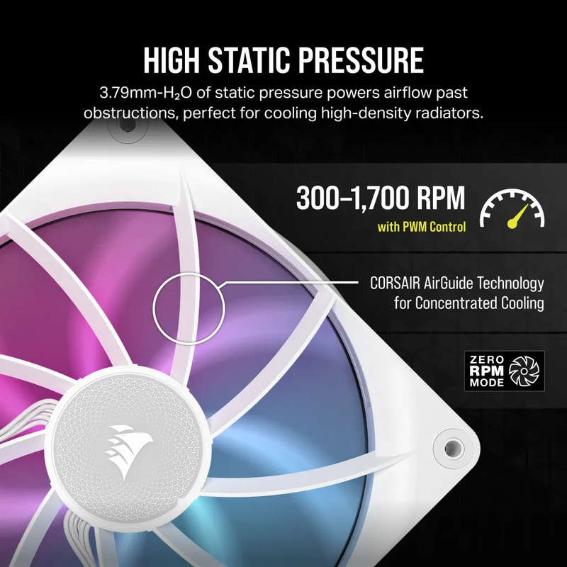 Corsair RX Series; iCUE LINK RX140; 140mm Fan; Single Pack - White.