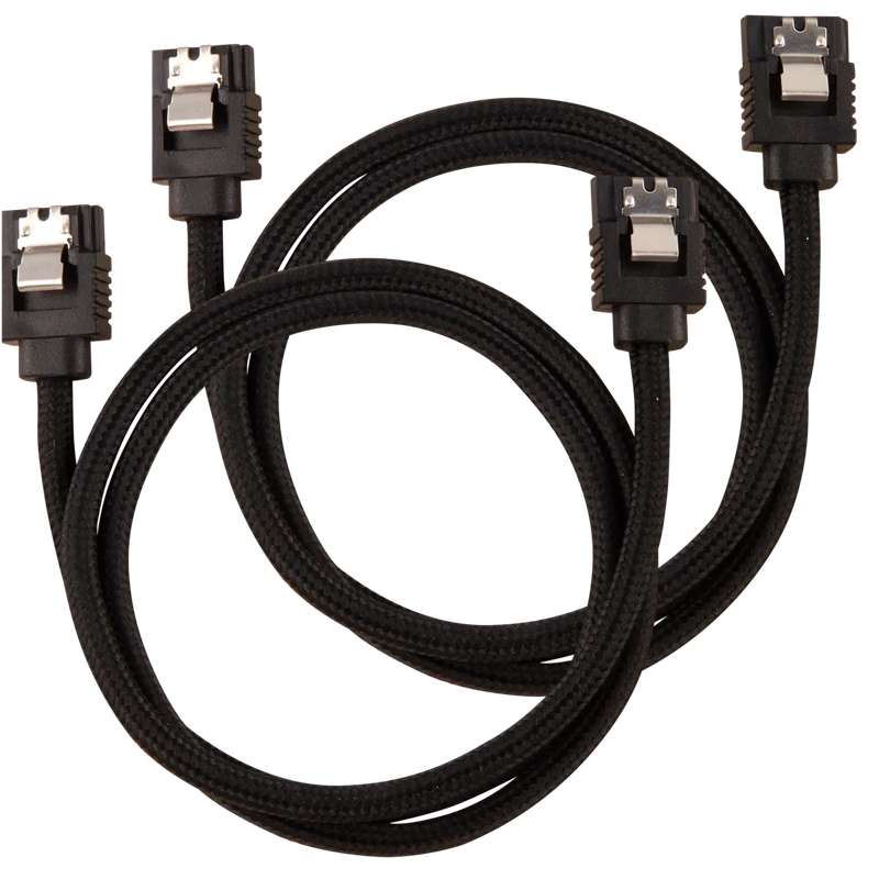 Corsair Premium Sleeved SATA Data Cable Set with Straight Connectors; Black; 60cm