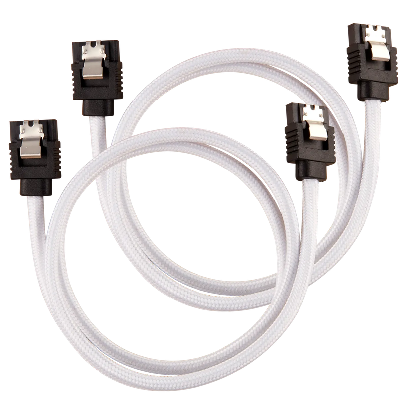 Corsair Premium Sleeved SATA Data Cable Set with Straight Connectors; White; 60cm
