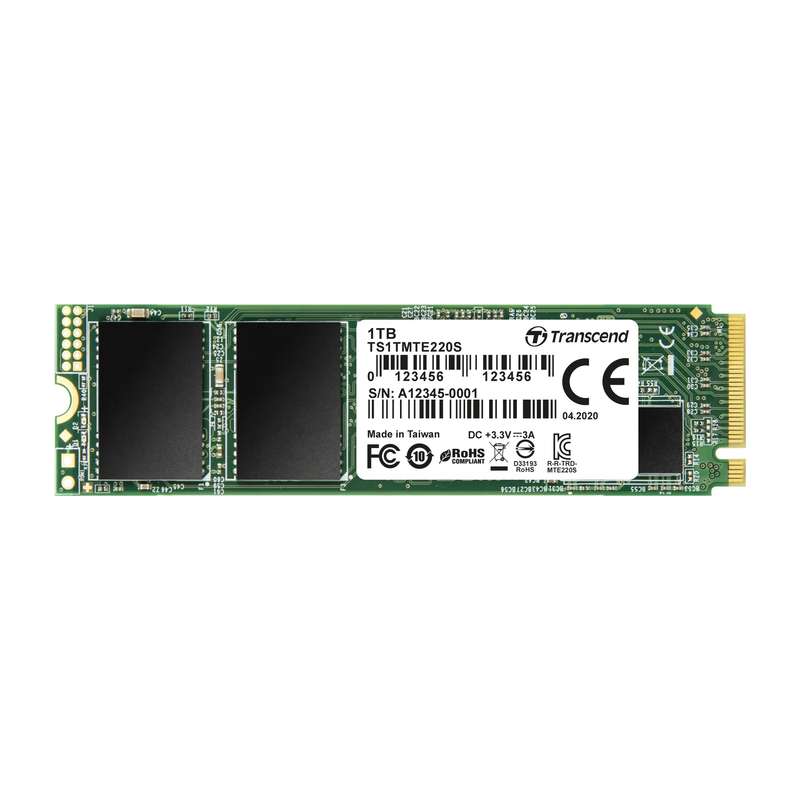 TRANSCEND 1TB MTE220S PCI-E GEN 3x4 NVMe M.2 2280 SSD 3D TLC with DRAM cache -3500 MB/s Read 3200...