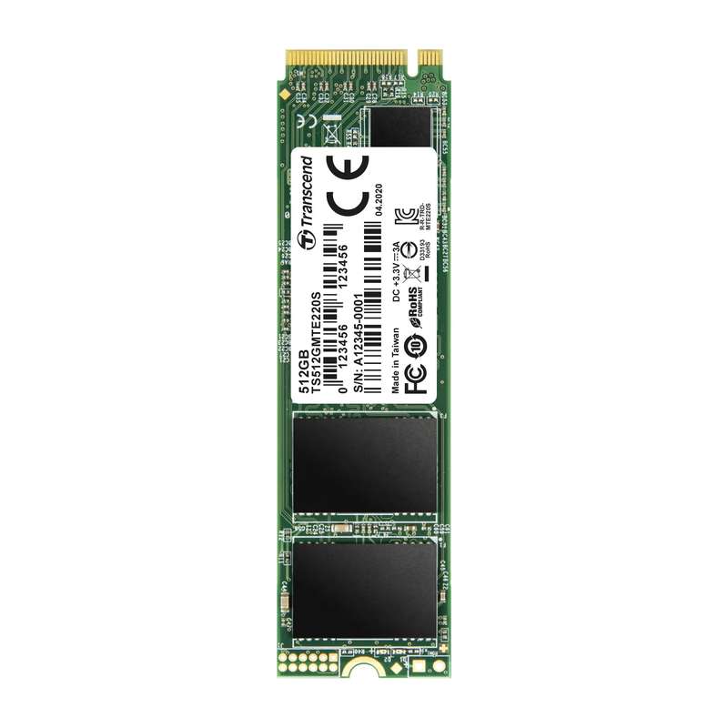 TRANSCEND 512GB MTE220S PCI-E GEN 3x4 NVMe M.2 2280 SSD 3D TLC with DRAM cache - 3500 MB/s Read 2...