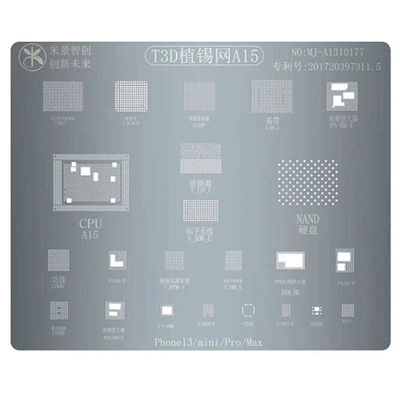 MiJing 3D Rework Repair BGA Reballing Stencil for iPhone 13 Series (A15)