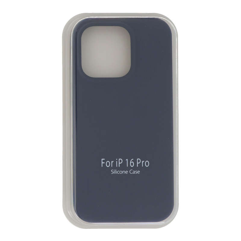 Full Pure Color Liquid Silicone Case Without Logo for iPhone 16 Pro Midnight Blue