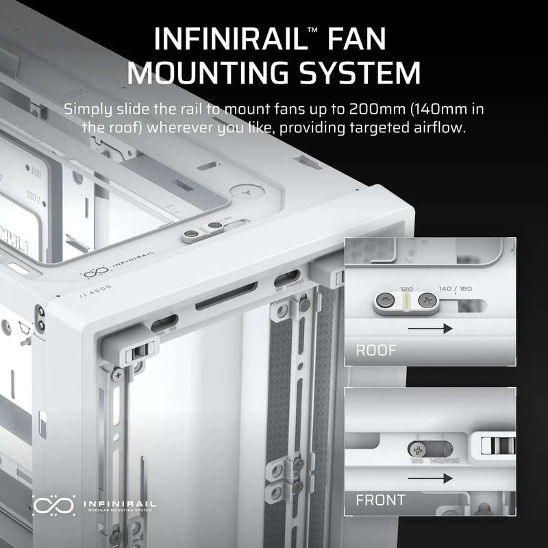 FRAME 4000D White Mid-Tower PC Case; 2x 3.5'' |  2x 2.5'' Drive Bays; Up to 360mm Radiator compat...