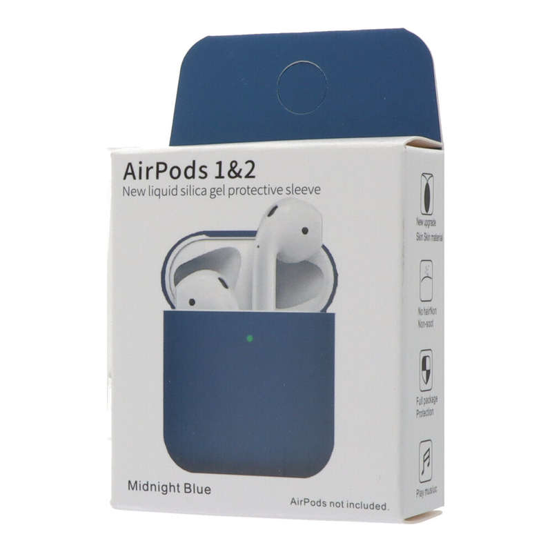 Anti-drop Dust-proof Bluetooth Earphone Silicone Case for AirPods 1/AirPods 2 Midnight Blue