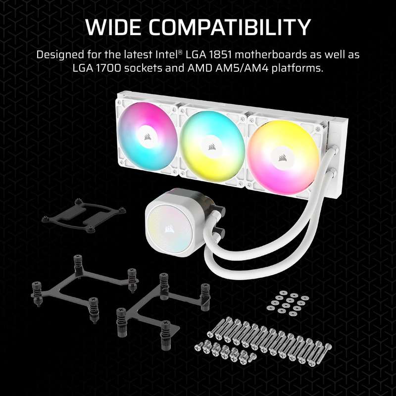 Corsair NAUTILUS 360 ARGB White; 360mm Radiator; Liquid CPU Cooler; Intel® LGA 1851/1700; AMD® ...