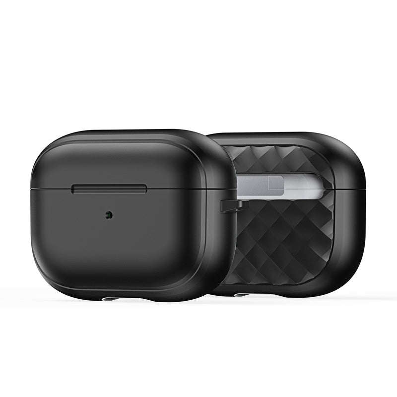 DUX DUCIS PECC Series Rhombus Pattern TPU+PC Case with Hook for AirPods Pro 2nd Black+Black