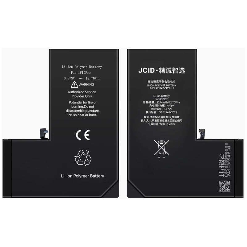 JC 3420mAh Battery + Battery Adhesive for iPhone 15 Pro High Capacity Version + Diagnosable + Bat...