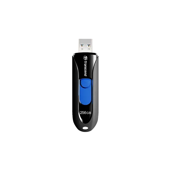 TRANSCEND 256GB JF790 USB3.1 GEN 1 CAPLESS FLASH DRIVE - BLACK AND BLUE
