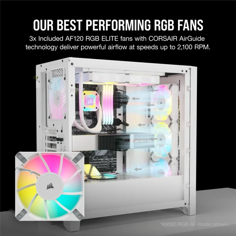 5000D RGB Airflow White Tempered Glass Mid Tower; 2x 3.5'' |  4x 2.5'' Drive Bays; Up to 360mm Ra...