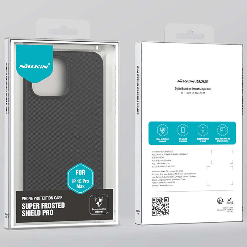 NILLKIN Super Frosted Shield Pro Case for iPhone 15 Pro Max Blue