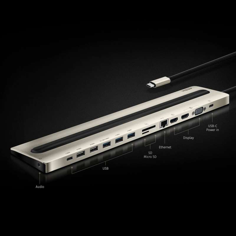 ATEN Dock; 15'' USB-C Multiport Dock;  - 2 x USB 2.0; 3 x USB3.2 Type A; 1 x USB3.2 Type C; 2 x H...
