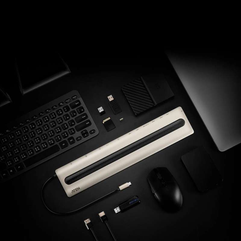 ATEN Dock; 15'' USB-C Multiport Dock;  - 2 x USB 2.0; 3 x USB3.2 Type A; 1 x USB3.2 Type C; 2 x H...