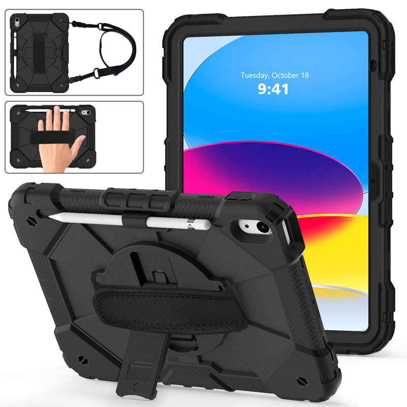 Dual Color Robot TPU Shock Absorbing Case with Shoulder Belt Grip Cover for iPad 2022(iPad 10th) ...