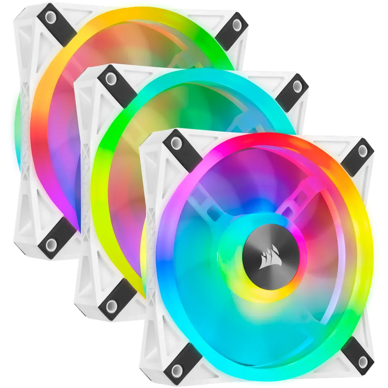Corsair iCUE QL120 RGB 120mm PWM Triple Fan with Lighting Node CORE - White