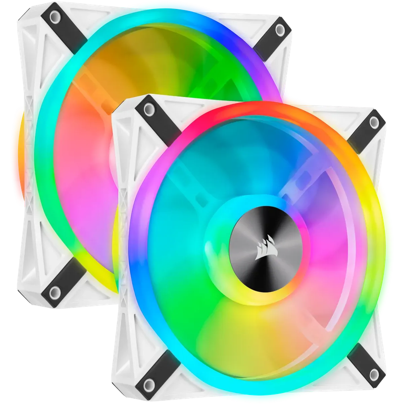 Corsair iCUE QL140 RGB 140mm PWM Dual Fan Kit with Lighting Node CORE - White