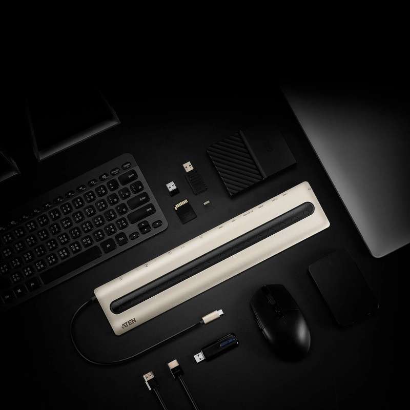 ATEN Dock; 15'' USB-C Multiport Dock;  - 2 x USB 2.0; 3 x USB3.2 Type A; 1 x USB3.2 Type C; 2 x H...