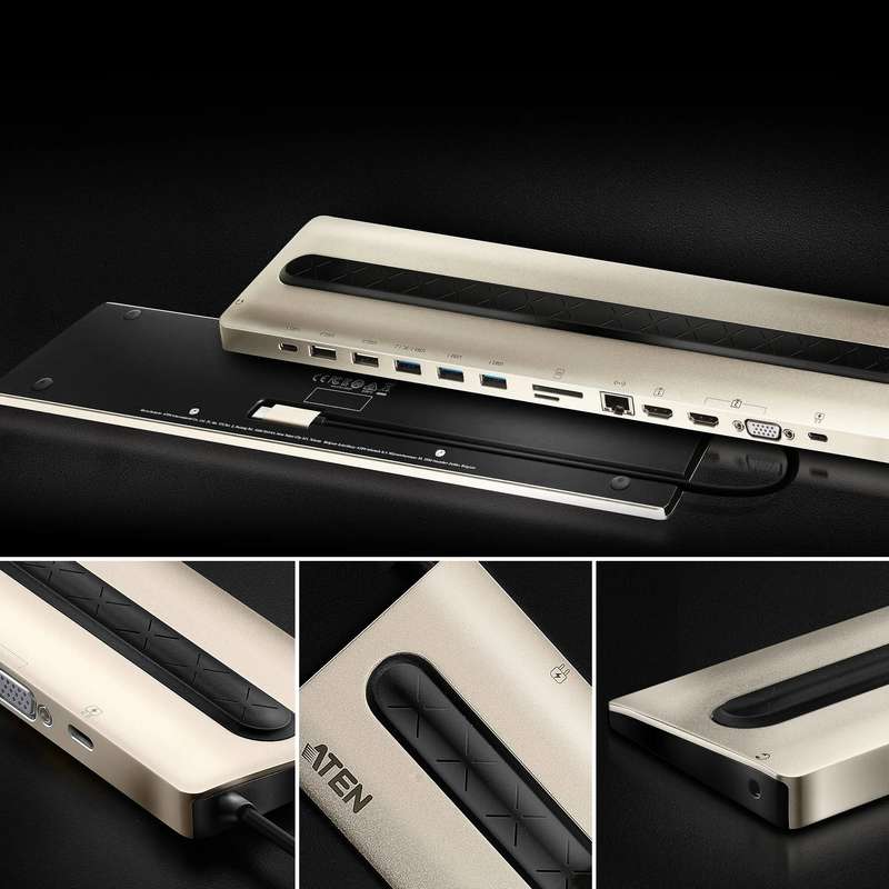 ATEN Dock; 15'' USB-C Multiport Dock;  - 2 x USB 2.0; 3 x USB3.2 Type A; 1 x USB3.2 Type C; 2 x H...