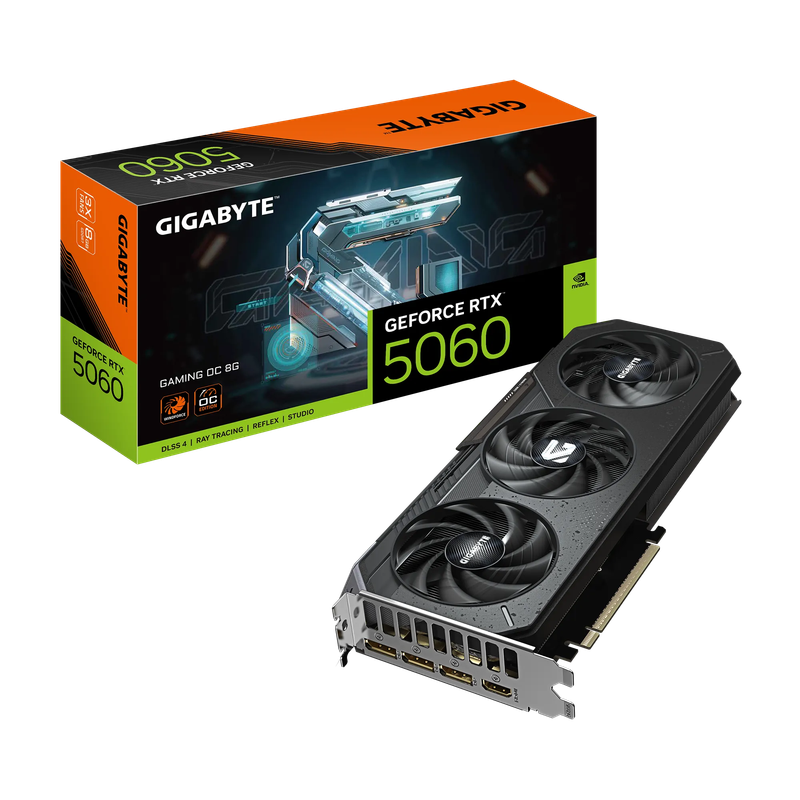GIGABYTE nVidia GeForce RTX 5060 GAMING OC 8GB - 8GB GDDR7; 128-Bit Memory Bus; 1x HDMI; 3x Displ...
