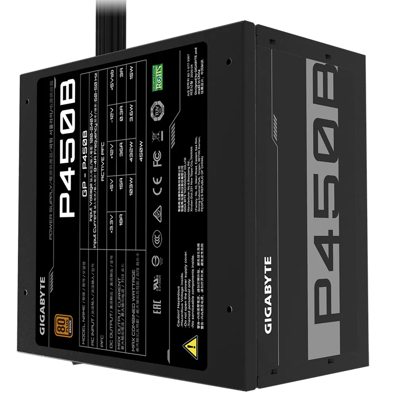 Gigabyte PSU P450B Bronze Certified 450W - 3 Year Warranty; 24/20-pin x 1; CPU 4+4-pin x 1; PCI-E...